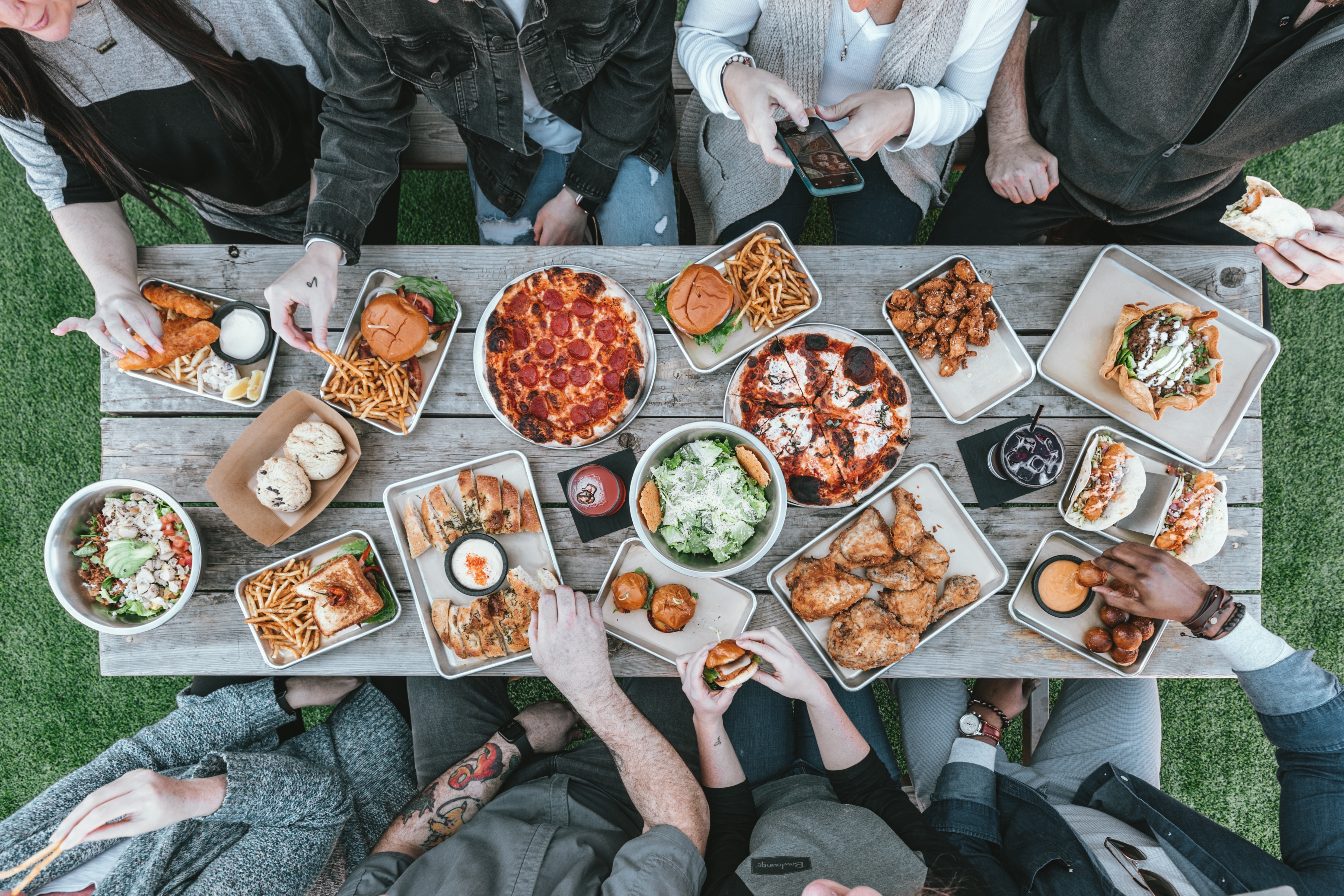 Table with lots of food